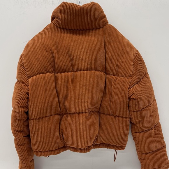 7 For All Mankind Brown Corduroy Cropped Puffer Jacket - Picture 11 of 12